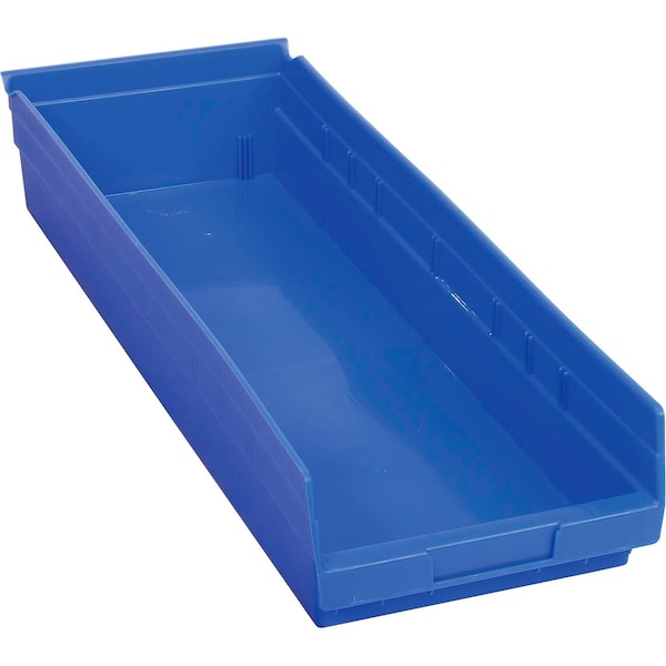 Shelf Storage Bin, Polypropylene, Blue, 4 in H, 8-3/8 in W